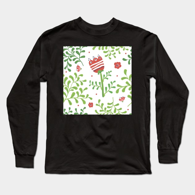 Elegance Seamless pattern with flowers Long Sleeve T-Shirt by Olga Berlet